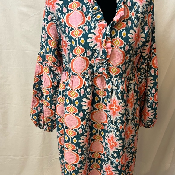 Vibrant Patterned Mini Dress with Ruffles - Picture 2 of 5